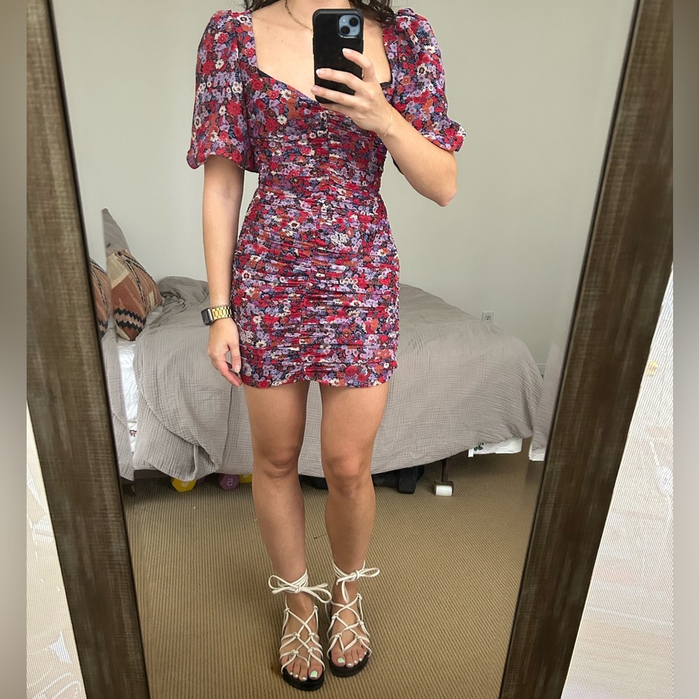 NWT Zara mini dress; puff sleeve size S